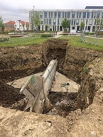 Mig 21 fighter is being buried